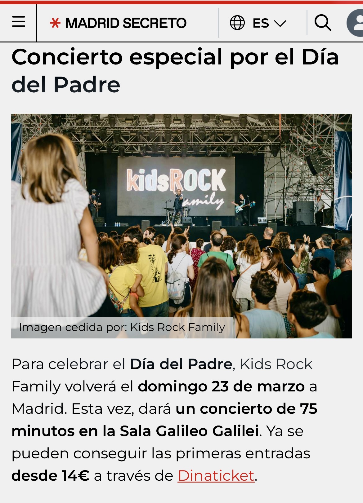 ¡Kids Rock Family, recomendado por Madrid Secreto para el Día del Padre!